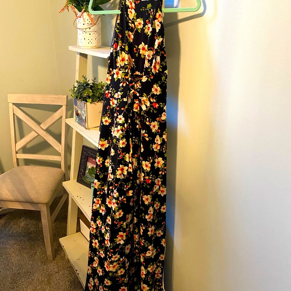 Teeze Me floral romper with long flowy dress.